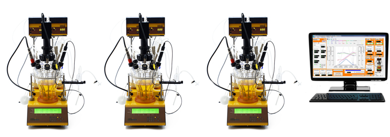 Compact MINIFOR laboratory fermenter-bioreactor for parallel running experiments