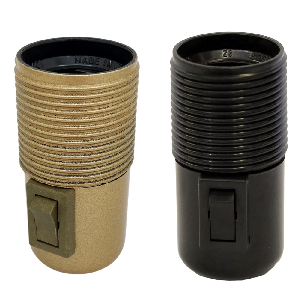 [E27 Lampholder] Continental Switched ES 10mm Lampholder [Threaded Skirt]