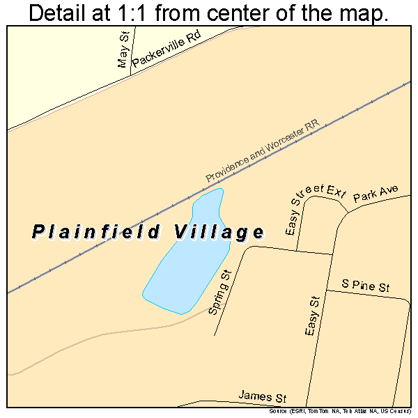 Plainfield Village, Connecticut road map detail