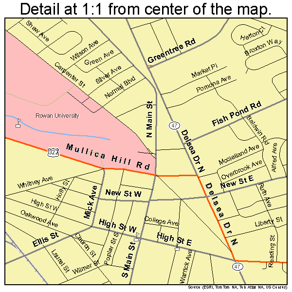 Glassboro, New Jersey road map detail