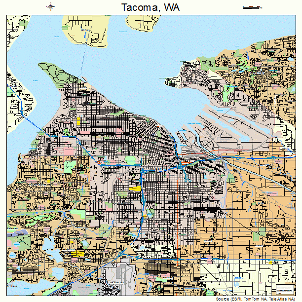 Map Of Tacoma City Detailed Map With Highways Streets Shopping Centers ...