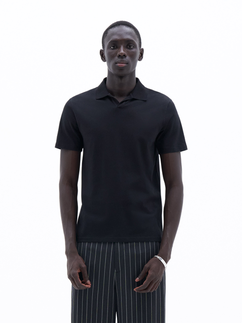 STRETCH COTTON BLACK POLO T-SHIRT