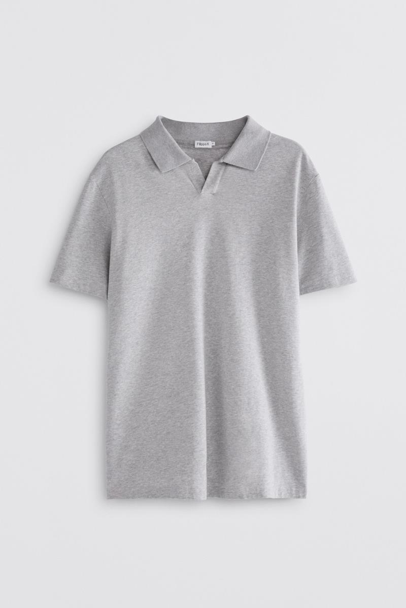 STRETCH COTTON GREY POLO T-SHIRT