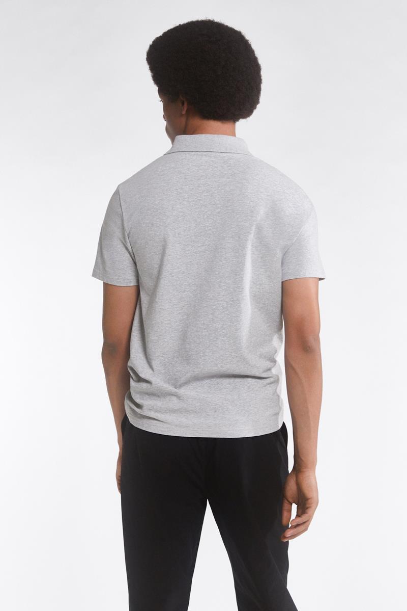 STRETCH COTTON GREY POLO T-SHIRT GREY L