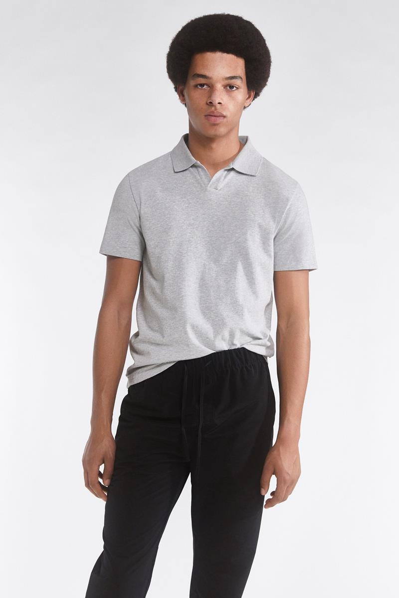 STRETCH COTTON GREY POLO T-SHIRT GREY L