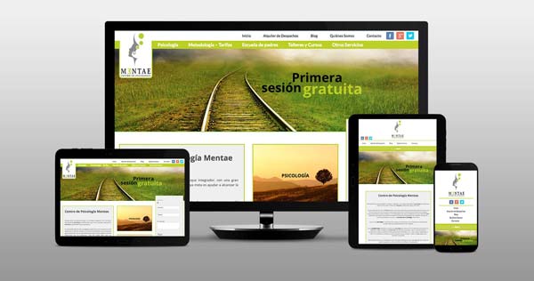 diseño web responsive del centro de psicologia mentae, diseño adaptable a los difrentes tamaños de pantalla y diseño personalizado con diseño grafico