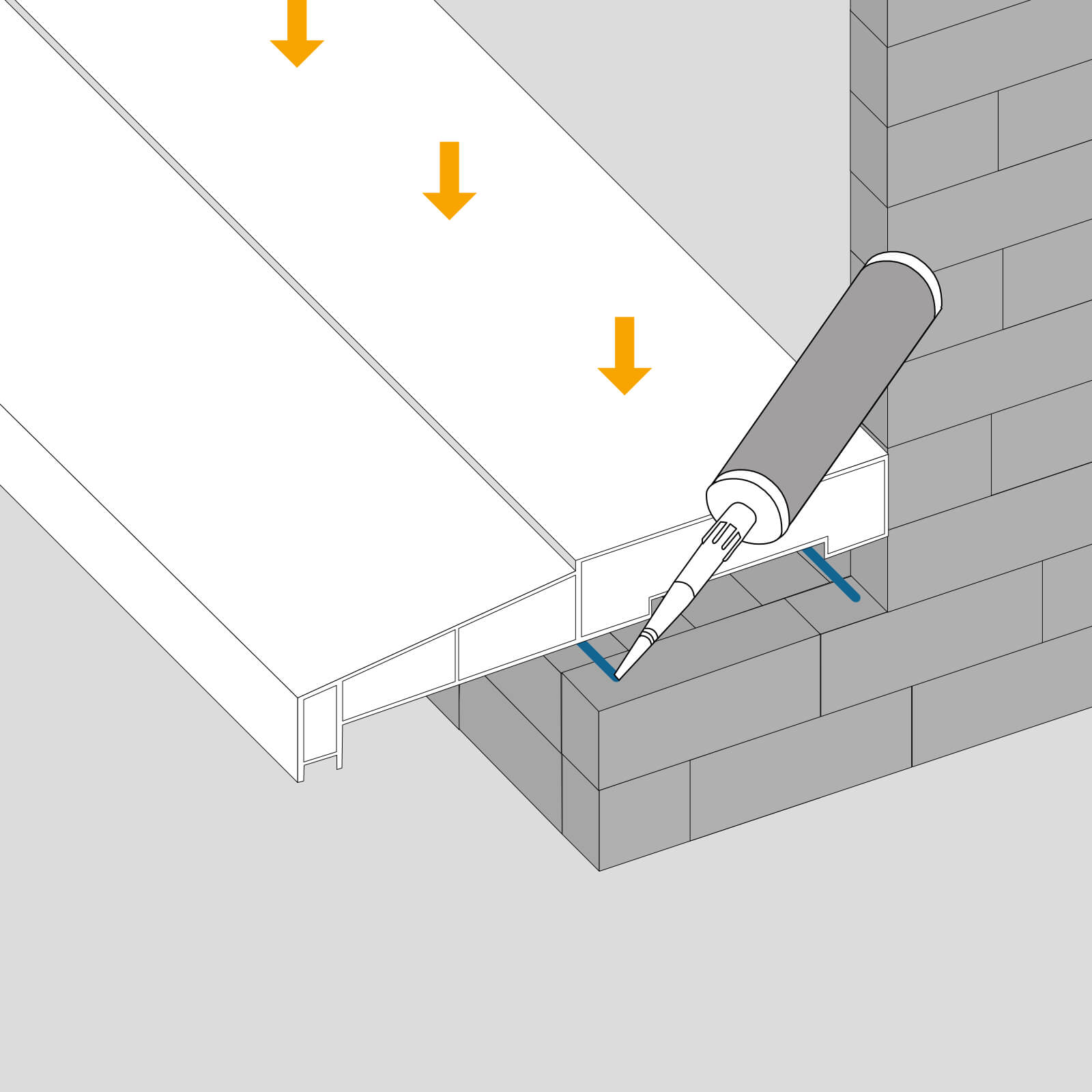 Adding the door cill into brickwork