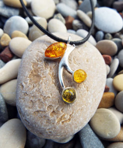 Amber Pendant Silver Gemstone Necklace Sterling 925 Handmade Gothic Antique Vintage Jewelry Protection