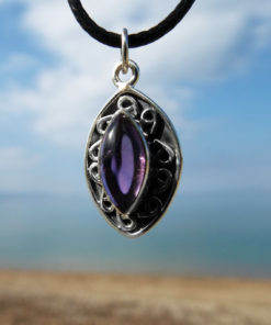 Amethyst Pendant Gemstone Silver Necklace Handmade Protection Sterling 925 Gothic Jewelry Bohemian