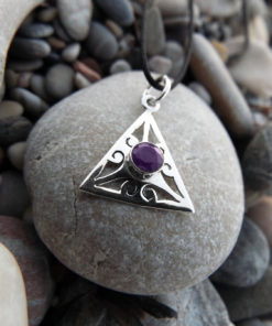 Amethyst Pendant Silver Handmade Sterling 925 Necklace Protection Triangle Jewelry Boho