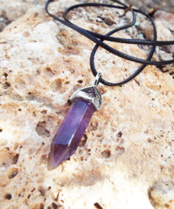 Amethyst Pendulum Pendant Silver Handmade Gemstone Necklace Stone Gothic Magic Dark Wicca Jewelry