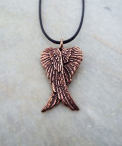 Angel Wings Pendant Handmade Necklace Feather Gothic Dark Bronze Jewelry