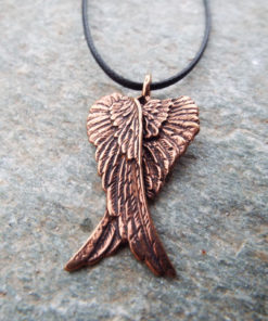 Angel Wings Pendant Handmade Necklace Feather Gothic Dark Bronze Jewelry