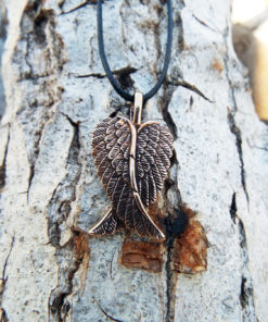 Angel Wings Pendant Handmade Necklace Feather Gothic Dark Bronze Jewelry