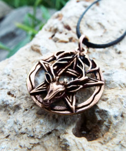 Deer Pentagram Pendant Antelope Bronze Handmade Necklace Dark Gothic Pagan Wiccan Protection Jewelry Symbol