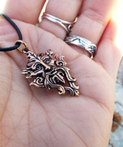 Greenman Pendant Nature Pagan Celtic Handmade Necklace Gothic Symbol Dark Natural Bronze Jewelry