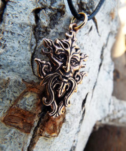 Greenman Pendant Nature Pagan Celtic Handmade Necklace Gothic Symbol Dark Natural Bronze Jewelry