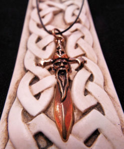 Merlin Sword Wizard Pendant Bronze Handmade Magic Necklace Sorcerer Prophet Fantasy Gothic Jewelry