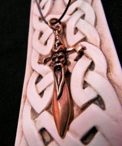 Merlin Sword Wizard Pendant Bronze Handmade Magic Necklace Sorcerer Prophet Fantasy Gothic Jewelry