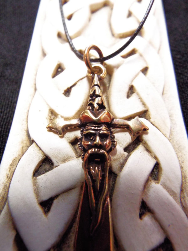 Merlin Sword Wizard Pendant Bronze Handmade Magic Necklace Sorcerer Prophet Fantasy Gothic Jewelry