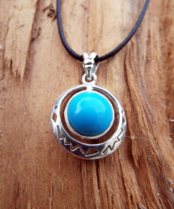 Turquoise Pendant Silver Sterling Handmade 925 Gemstone Bohemian Antique Vintage Jewelry