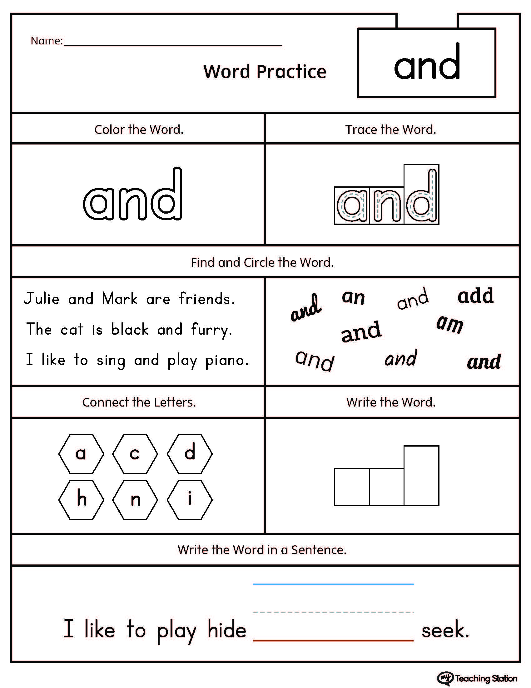 High Frequency Words Worksheets