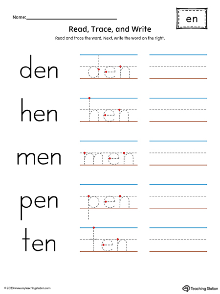 EN Word Family - Read, Trace, and Spell CVC Words Printable PDF