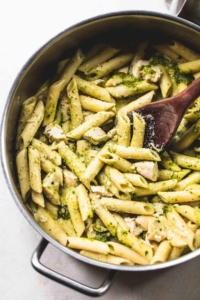 Creamy Pesto Chicken Pasta | lecremedelacrumb.com