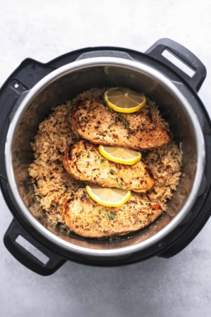 Easy and healthy Instant Pot Chicken Breast and Rice dinner recipe | lecremedelacrumb.com