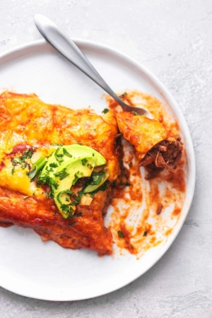 Instant Pot Beef Enchiladas easy dinner recipe | lecremedelacrumb.com