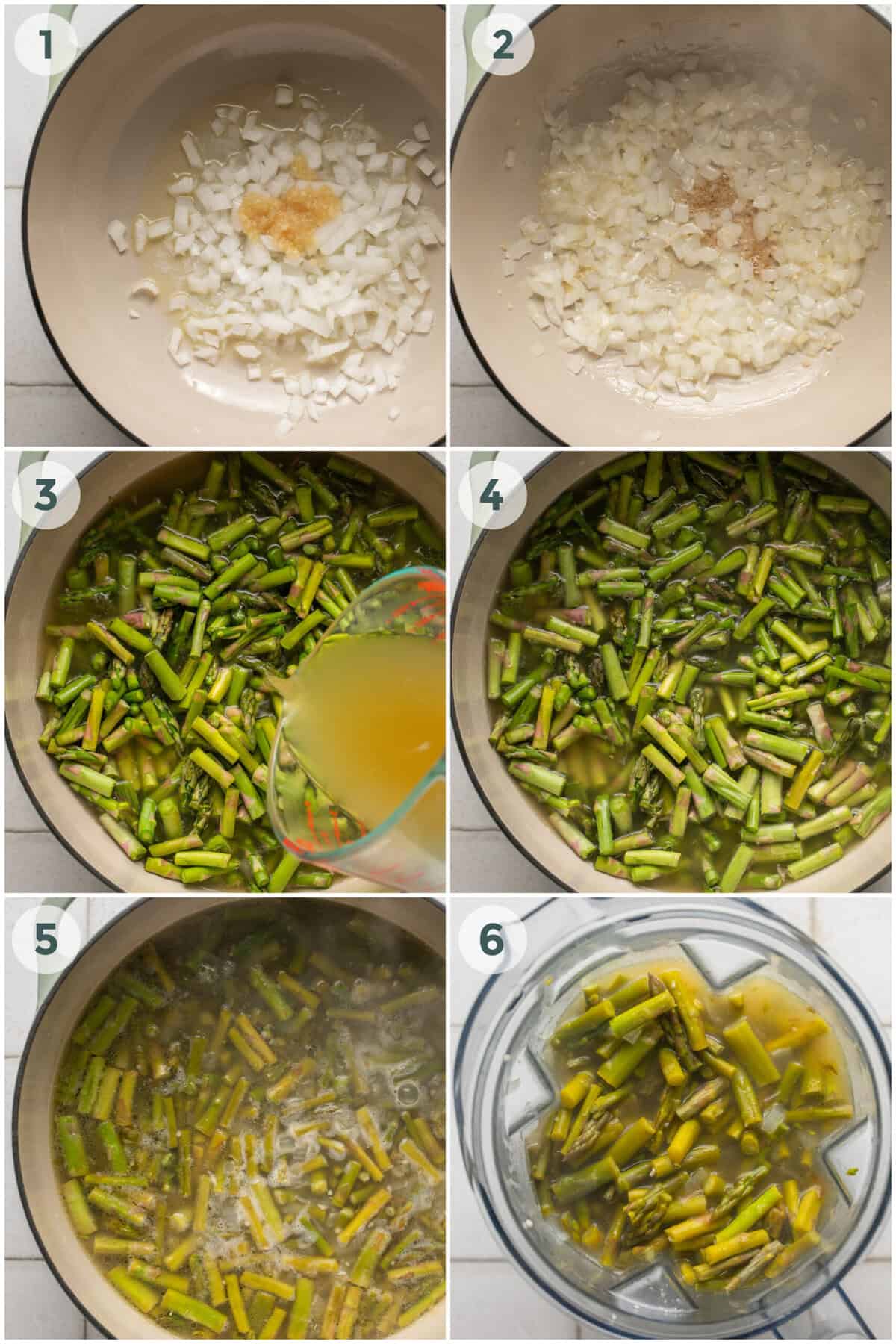 steps 1-6 for asparagus soup recipe