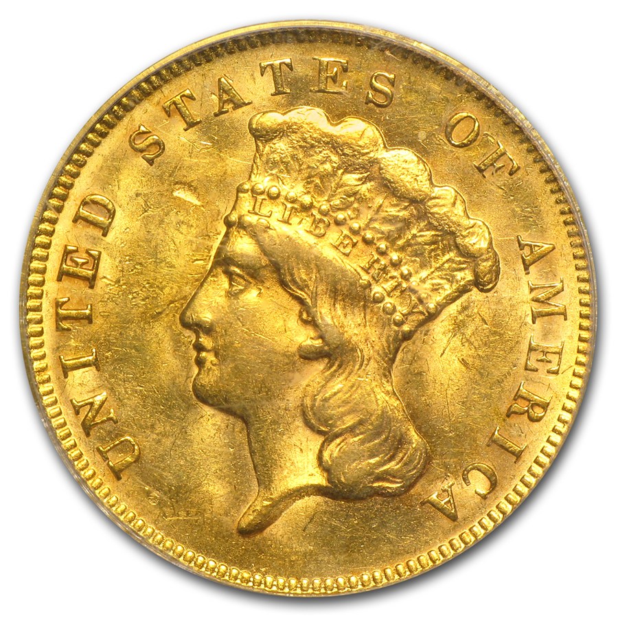 $3IndianPrincessHeadMS62PCGS_Obv