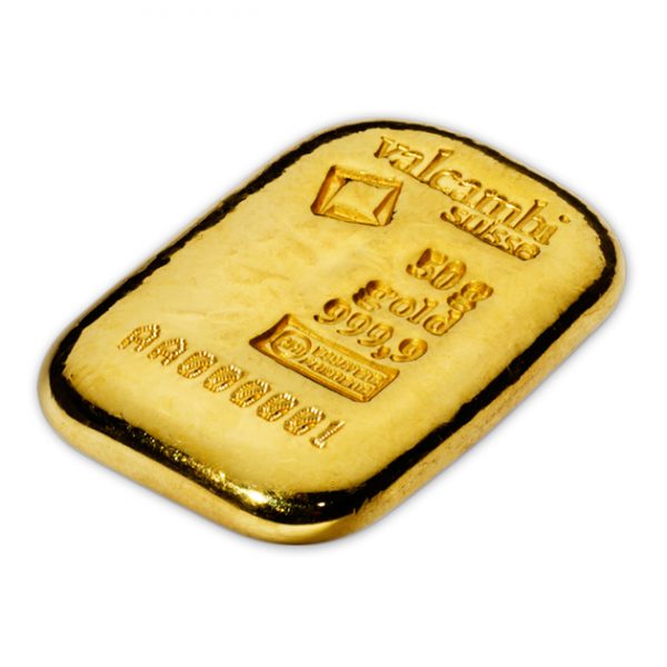 50 gram Gold Bar Cast w/Assay - Valcambi Suisse - Image 3