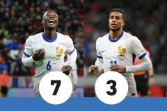 Eduardo Camavinga a ouvert le score rapidement pour les Bleus contre Israël (4-1), jeudi soir. Michael Olise a beaucoup raté. (F. Faugère, S. Mantey/L'Équipe)