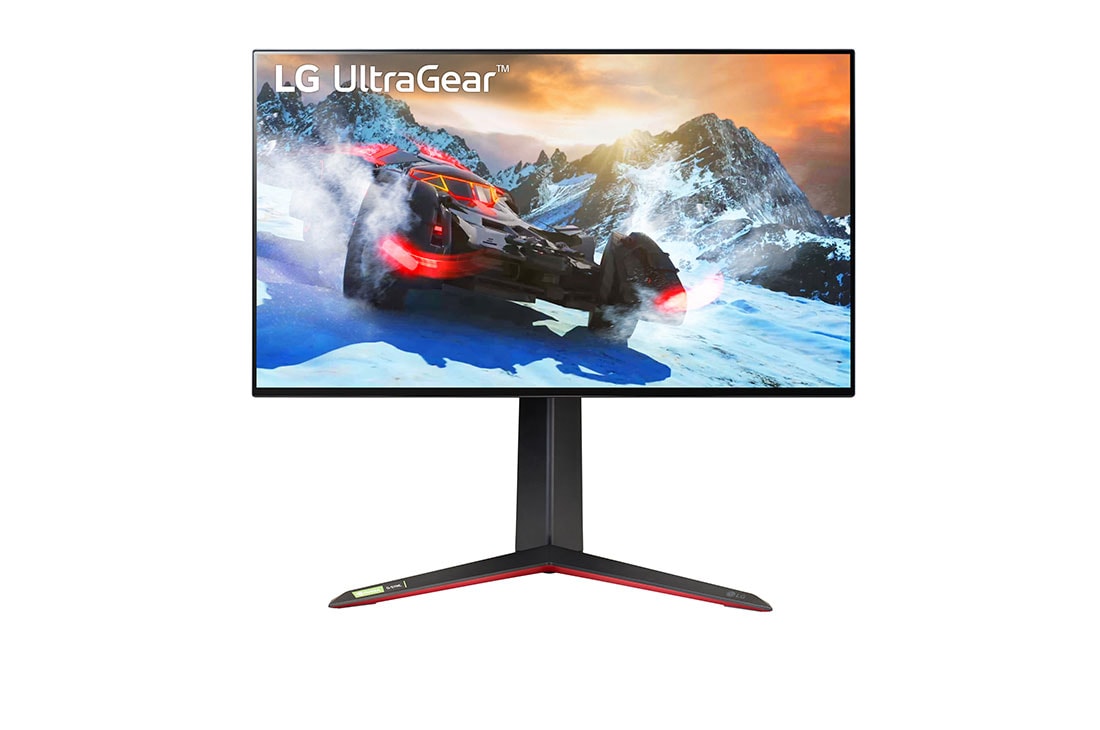 LG UltraGear Nano IPS 1ms (GtG) Monitor, 27 Inch, 144Hz Refresh Rate, 4K UHD, 120Hz from HDMI 2.1, front view, 27GP95R-B