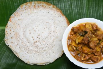 Mutton Dosa on a banana leaf