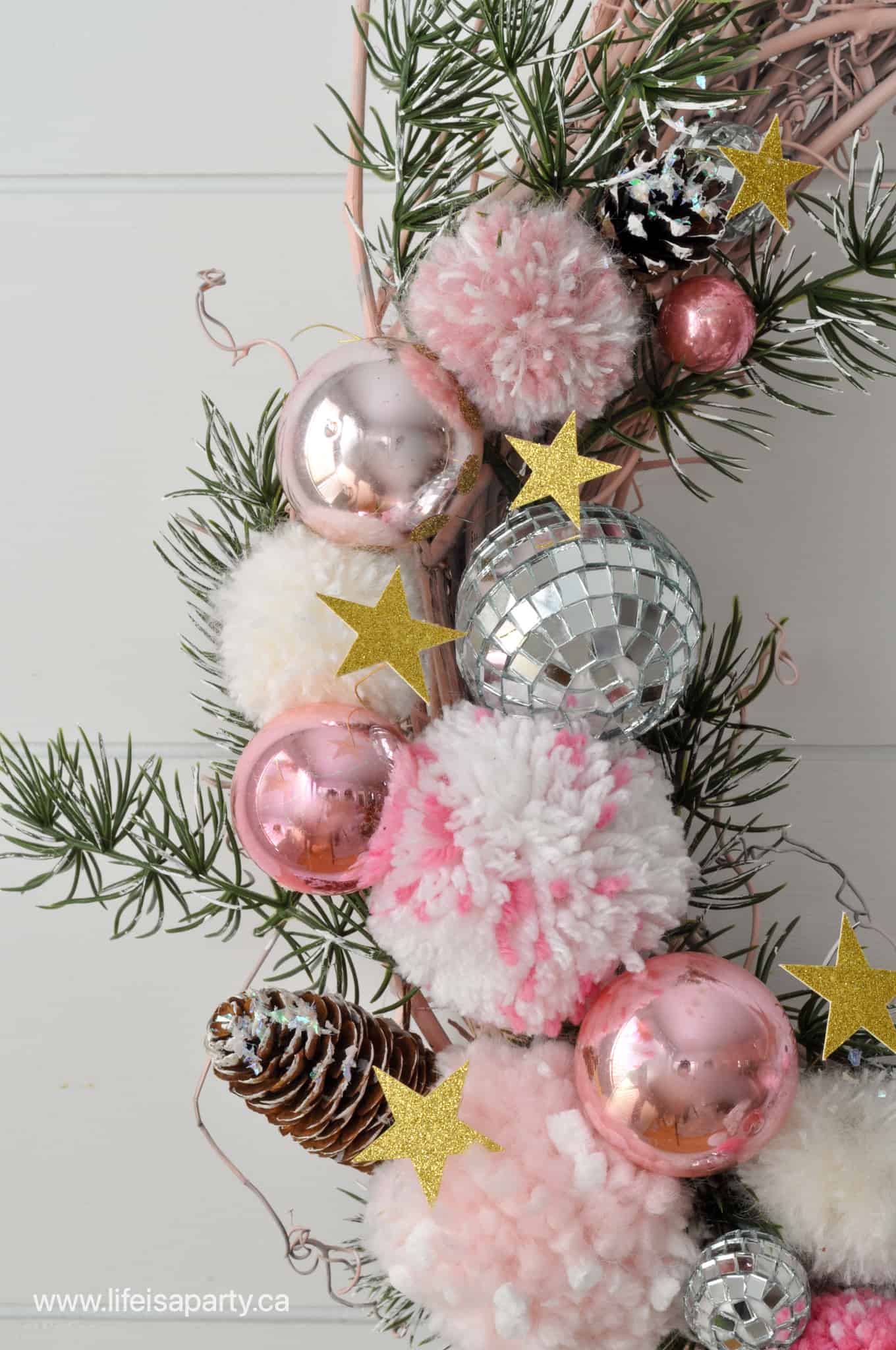 Pink Christmas moon wreath