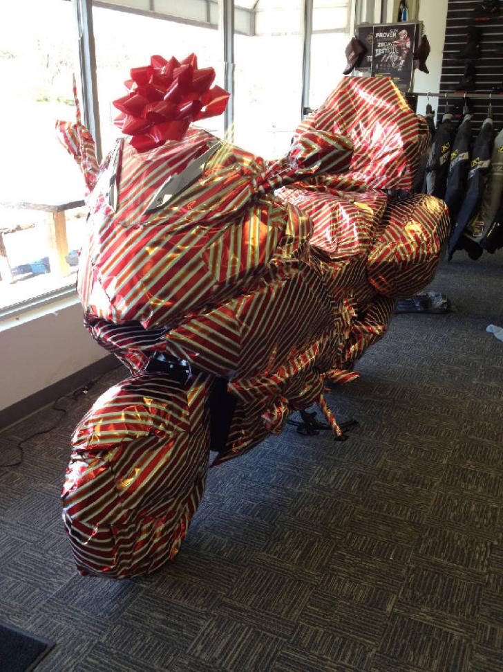 gift wrapped bike