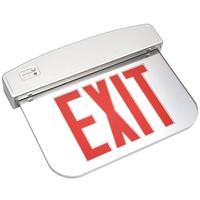 E-Conolight 120/277 volt Silver Finish / Red Letters LED Exit Sign