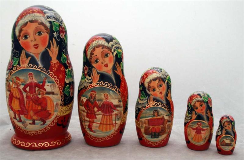 Russian Matryoshka Nesting Doll Winter Fair by Ivanova