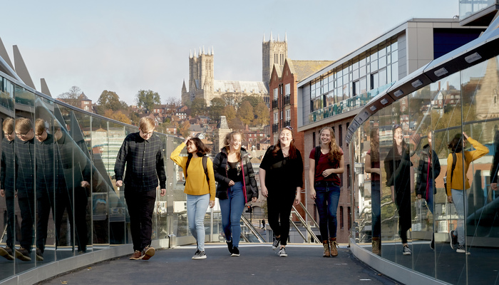 Students walking together on campus