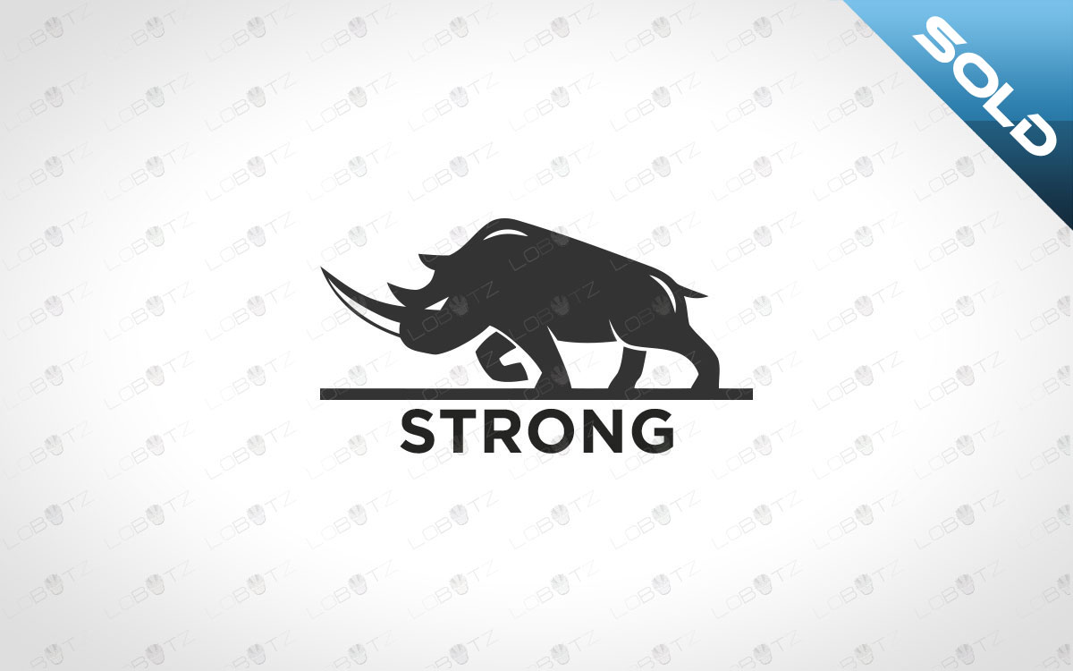 premade minimalist strong rhino logo for sale