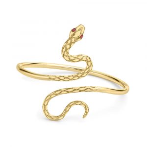 Ruby serpent snake bangle yellow gold