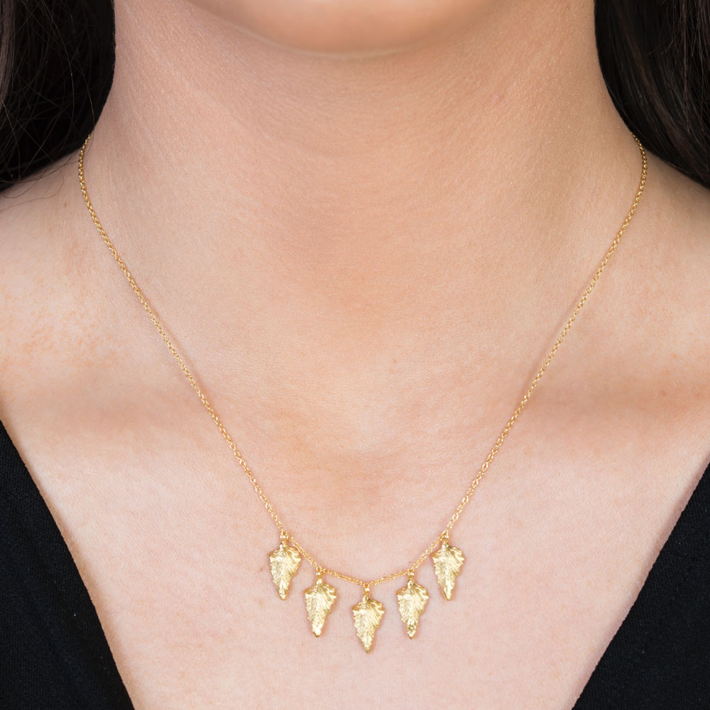 Yellow Gold Kew Leaf Necklace