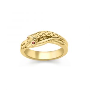 Ruby serpent snake ring yellow gold