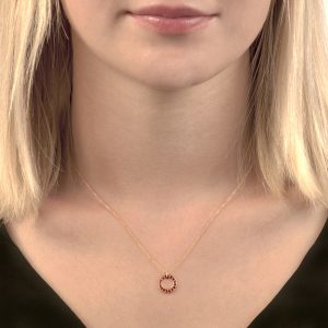 Rose gold ruby circle Meridian pendant