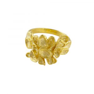 Yellow gold falling leaf cluster ring