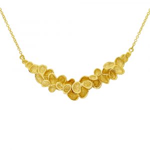 Yellow gold falling leaf necklace