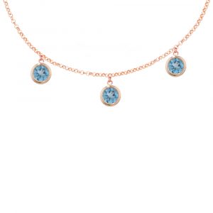 Rose gold blue topaz Dew Drop necklace