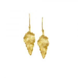 9ct yellow gold leaf drop earrings